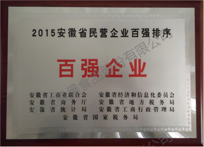2015年安徽省民營企業百強